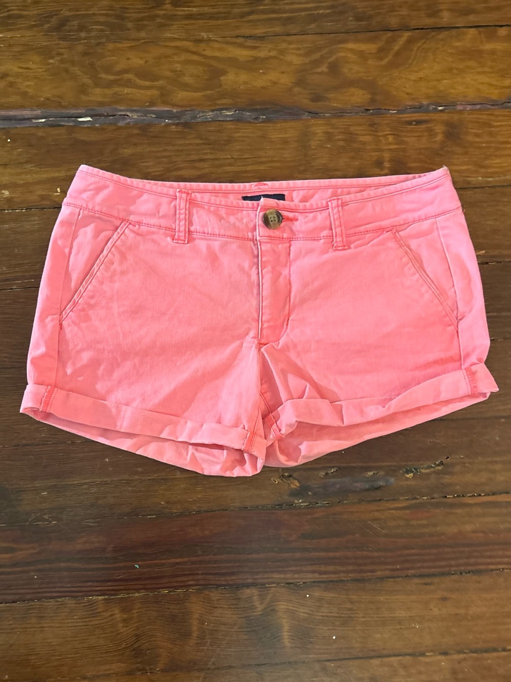 American Eagle outfitters neon pink midi denim jean shorts size 6